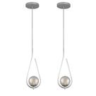 Kit 2 Pendente Lustre On Drop Prata Globo De Vidro Fume
