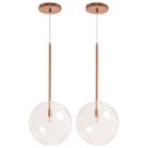 Kit 2 Pendente Lux Cobre Rose Gold Globo Vidro 25Cm + Led Kit 2 Pendente Lux Cobre Rose Gold Globo Vidro 25Cm + Led