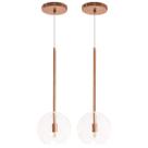 Kit 2 Pendente Lux Cobre Rose Gold Globo Vidro + Led