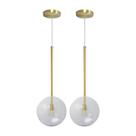Kit 2 Pendente Lux Dourado Globo Vidro Cristal 20Cm + Led Kit 2 Pendente Lux Dourado Globo Vidro Cristal 20Cm + Led