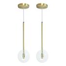 Kit 2 Pendente Lux Dourado Globo Vidro Cristal + Led