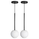 Kit 2 Pendente Lux Preto Globo Vidro Branco + Led Kit 2 Pendente Lux Preto Globo Vidro Branco + Led