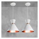 Kit 2 Pendente Luxo R.R.J.V 18Cm Branco / Cobre - RRJV NEGOCIOS Kit 2 Pendente Luxo R.R.J.V 18Cm Branco / Cobre - RRJV NEGOCIOS