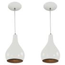 Kit 2 Pendente Nepal Premium Gourmet Aluminio Branco/Cobre