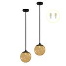 Kit 2 Pendente Preto Bancada Cozinha Cabeceira de Cama + Led