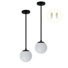 Kit 2 Pendente Preto Bancada Cozinha Cabeceira de Cama + Led