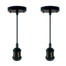 Kit 2 Pendente Soquete Retrô Industrial E27 Preto