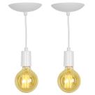 Kit 2 Pendente Tubo Cilindro Alumínio Branco Fio 1.20m