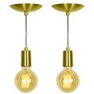 Kit 2 Pendente Tubo Cilindro Alumínio Dourado Fio 1.20m