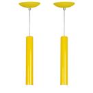 kit 2 Pendente Tubo Cilindro Amarelo 30Cm + Led 3k kit 2 Pendente Tubo Cilindro Amarelo 30Cm + Led 3k