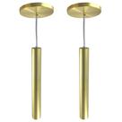 Kit 2 Pendente Tubo Dourado 30Cm Cabo Cristal + Led Kit 2 Pendente Tubo Dourado 30Cm Cabo Cristal + Led