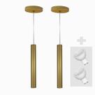 Kit 2 Pendente Tubo Palito 30cm - Ouro + Lampada LED 4W
