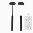 Kit 2 Pendente Tubo Palito 30cm - Preto + Lampada LED 4W