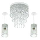 Kit 2 Pendentes Clearcrillic + Lustre Manucrillic Branco