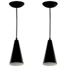 Kit 2 Pendentes Cone Lowcost Aluminio Decoracao Preto