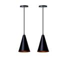 Kit 2 Pendentes Cone P Preto Com Cobre Alumínio Decoração