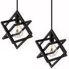 Kit 2 Pendentes Cubo Industrial Luminária De Teto Preto SF