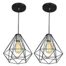 Kit 2 Pendentes Diamante Aramado Grande Preto