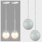 Kit 2 Pendentes Globo de Vidro Branco 120 com Haste - BRANCA