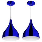 Kit 2 Pendentes Gota Média Alumínio 30cm Azul Metalico Kit 2 Pendentes Gota Média Alumínio 30cm Azul Metalico