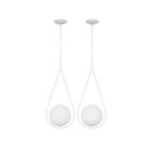 Kit 2 Pendentes Gota Moderno E27 Com Globo De Vidro Leitoso Para Cabeceira Quarto Sala De Estar Kit 2 Pendentes Gota Moderno E27 Com Globo De Vidro Leitoso Para Cabeceira Quarto Sala De Estar