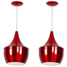 Kit 2 Pendentes Gourmet Balão 32X25cm Cereja Metalico
