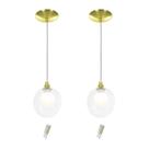 kit 2 Pendentes Harmony Bolinha Dourado + Lampada G9 3000k