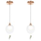 kit 2 Pendentes Harmony Bolinha New Cobre + Lampada G9 6000k
