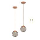 Kit 2 Pendentes Jabuticaba Cobre Bola Globo De Vidro + Led