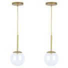 Kit 2 Pendentes Jabuticaba Dourado Globo Vidro Transparente