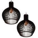 Kit 2 Pendentes Luminarias Lustre Cor Preto Decoração Sala Quarto Varanda