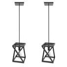 Kit 2 Pendentes Luminárias Teto Quadrada Industrial Preto