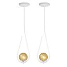 Kit 2 Pendentes Lustre On Drop Branco Globo De Vidro âmbar