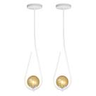 Kit 2 Pendentes Lustre On Drop BRANCO globo de vidro ÂMBAR