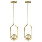 Kit 2 Pendentes Lustres On Clip Dourado Globo De Vidro âmbar