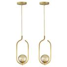 Kit 2 Pendentes Lustres On Clip DOURADO globo de vidro ÂMBAR