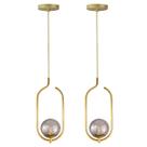 Kit 2 Pendentes Lustres On Clip DOURADO globo de vidro FUME