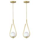 Kit 2 Pendentes Lustres On Drop DOURADO globo de vidro BRANCO