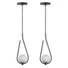 Kit 2 Pendentes Lustres On Drop PRETO globo de vidro BRANCO