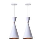 Kit 2 Pendentes Moscou Branco Com Cobre Alumínio Decorações