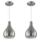 Kit 2 Pendentes Nepal Drop Premium Gourmet Aluminio Escovado Kit 2 Pendentes Nepal Drop Premium Gourmet Aluminio Escovado
