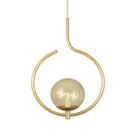 Kit 2 Pendentes On Loop Dourado Com Globo De Vidro Ambar