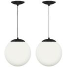 Kit 2 Pendentes Orby Bola Globo Grande 23 cm Preto