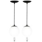 kit 2 Pendentes Orby Bolinha Preto + Lampada 3000k