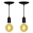 Kit 2 Pendentes Tubo Cialindro Alumínio Preto com lampada