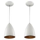 Kit 2 Pendentes Vegas Premium Gourmet Aluminio Branco/Cobre