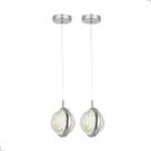 Kit 2 Pendentes Vidro Bolinha Prata LED 3500K/4500K/6500K Multicor Cabo 2M 7W