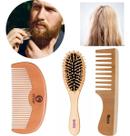 Kit 2 Pentes E 1 Escova Madeira Antifrizz Todos Os Cabelos