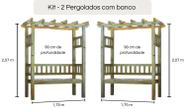 KIT 2 Pergolados com banco de madeira Pinus tratado 1,75x0,90 metros - Modelo Chardonnay