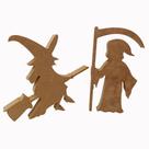 Kit 2 Personagens Halloween Mdf Cru Decorar Bruxa E Morte